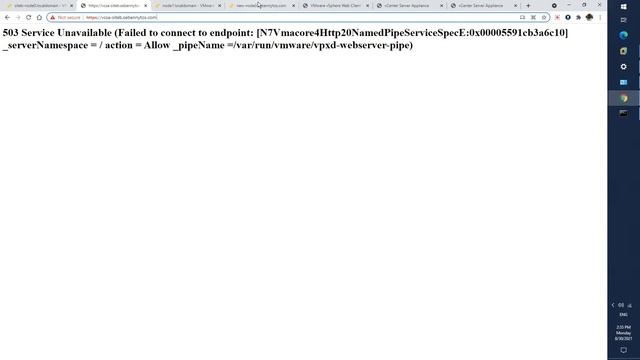 vcenter issue 503 service unavailabe failed to connect to endpoint смотреть онлайн