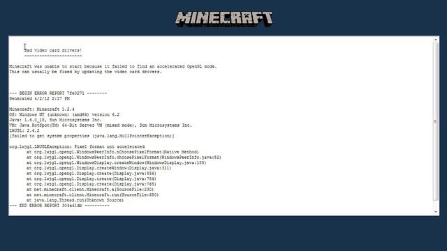 Minecraft Bad Video Card Drivers Help - **HD** смотреть онлайн