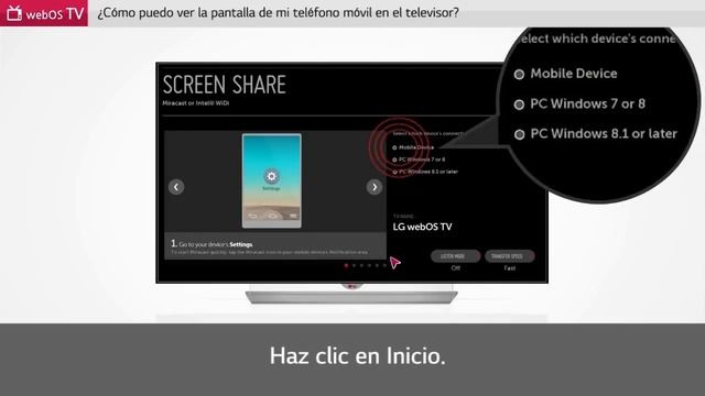 Soporte LG España - Screen Share en webOS desde teléfono móvil con Miracast en SmartTV LG смотреть онлайн