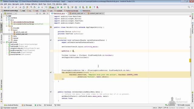 BUTTON COUNTER ANDROID APPLICATION CUSTOM MESSAGE THROUGH BUTTON CLICK URDU/HINDI LECTURE 30 смотреть онлайн