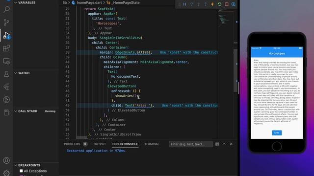 Flutter Basic Horoscope | Text and ElevatedButton usage смотреть онлайн