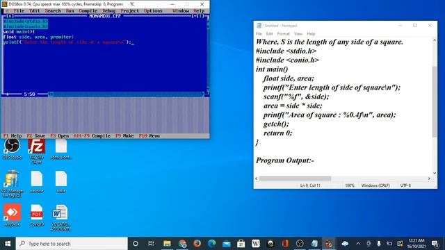 Example-2:- Write a C program to find the area and perimeter of a square смотреть онлайн