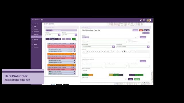 Here2Volunteer (ADMIN20) - Using Filters, Shifts, Size buttons, creating PDFs in shift window смотреть онлайн