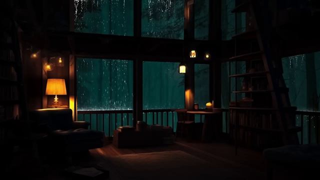 Watching Rain Fall By The Window Of The Tree House - Sleep Deeply With The Gentle Rain смотреть онлайн
