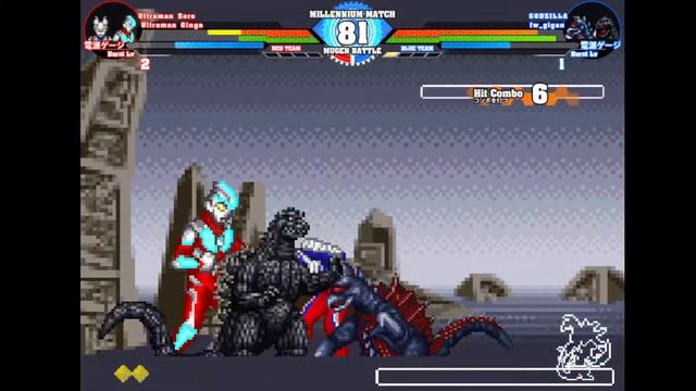 【MUGEN】 Ultraman Zero & Ginga vs Godzilla & Gigan смотреть онлайн