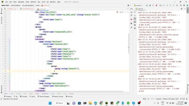 How to add a form view for the One2many field in Odoo | Odoo 16 technical course смотреть онлайн