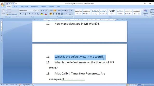MS Word Objective Questions Part -1 смотреть онлайн