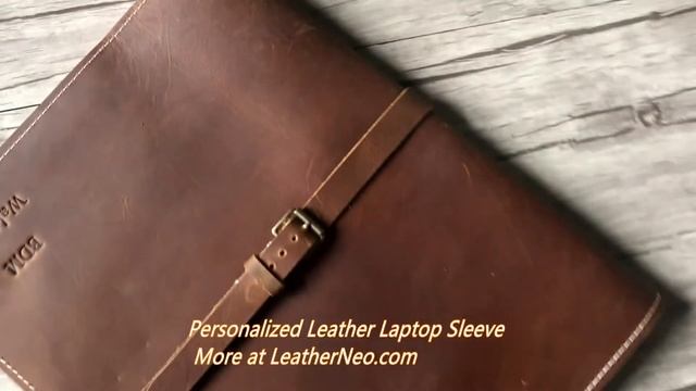 Handmade Brown Laptop Sleeve Case for DELL, HP laptop 13, 14, 15 inch from LeatherNeo смотреть онлайн