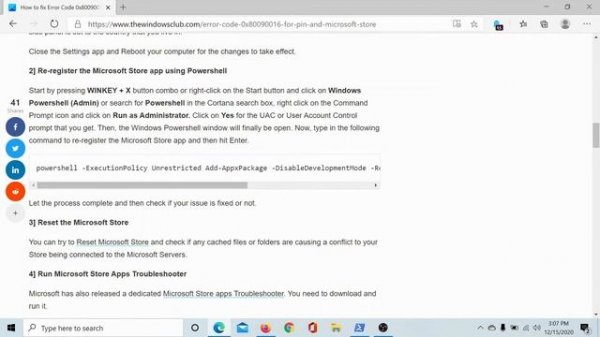 Fix Error Code 0x80090016 for PIN and Microsoft Store