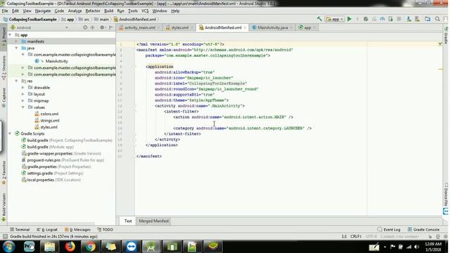Android CollapsingToolbarLayout Example in android studio 3.0 смотреть онлайн