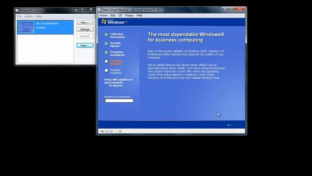 Windows Xp installation in Virtual PC 2007 SP1 смотреть онлайн