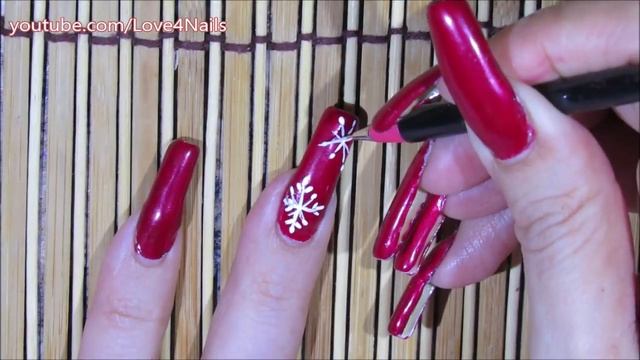 ❄ WINTER SNOWFLAKE RED BURBERRY NAILS ❄ смотреть онлайн
