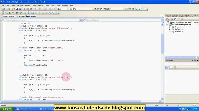 Basic concept implementation in c# for Matrix Multiplication смотреть онлайн