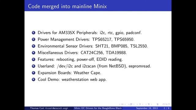 GSoC 2013: Results of the Minix I2C Project for BeagleBoard.org смотреть онлайн