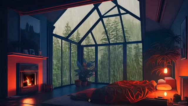 Rain Sounds For Sleeping - Heavy Rain On Window Sounds For Sleep 10 Hours - Cozy Bedroom Ambience