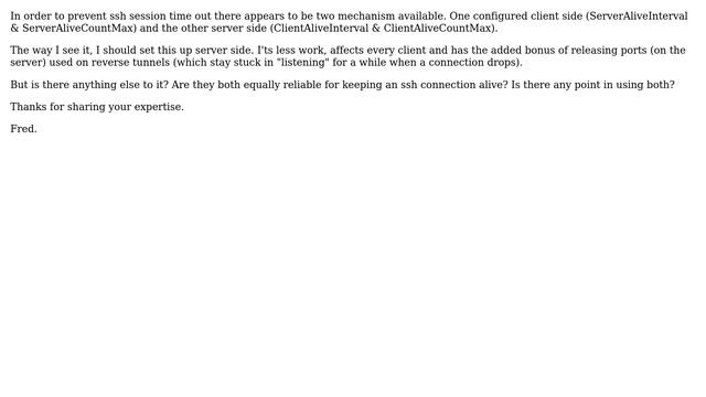SSH timeout: ClientAliveInterval & ClientAliveCountMax VS ServerAliveInterval & ServerAliveCountMax смотреть онлайн