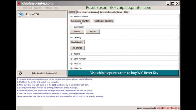 Reset Epson T60 Wicreset Key смотреть онлайн