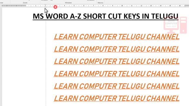 కంట్రోల్ కీస్ ఇన్ కంప్యూటర్ A-Z | Control Keys in Computer Ms Word Shortcuts in Telugu | смотреть онлайн