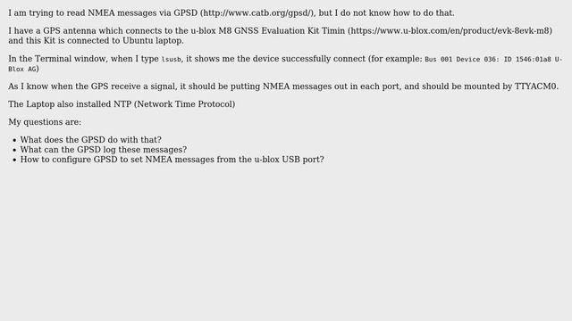 Ubuntu: How to read NMEA message using GPSD? смотреть онлайн