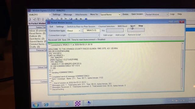 WinLink Test with Toshiba NB255, Windows 7, Kenwood TH-D72A, Diamond SRH77CA смотреть онлайн