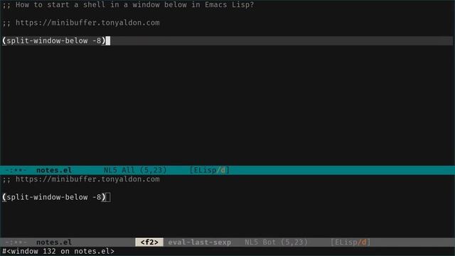 How to start a shell in a window below in Emacs Lisp? | select-window, split-window-below, shell смотреть онлайн