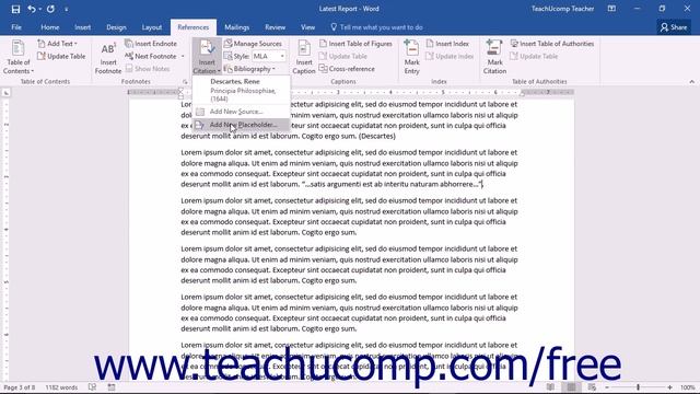 Word 2016 Tutorial Insert a Citation Placeholder Microsoft Training смотреть онлайн