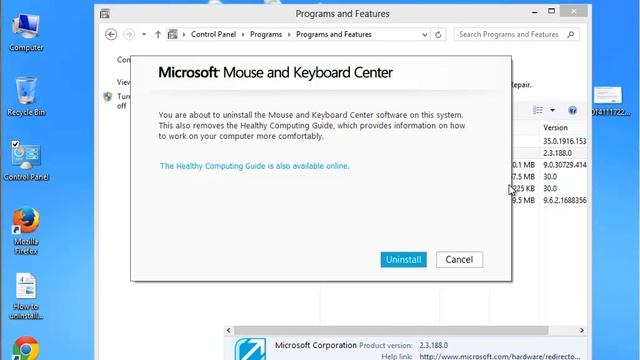 Uninstall Microsoft Mouse and Keyboard Center 2.3.188.0 in Windows 8 смотреть онлайн