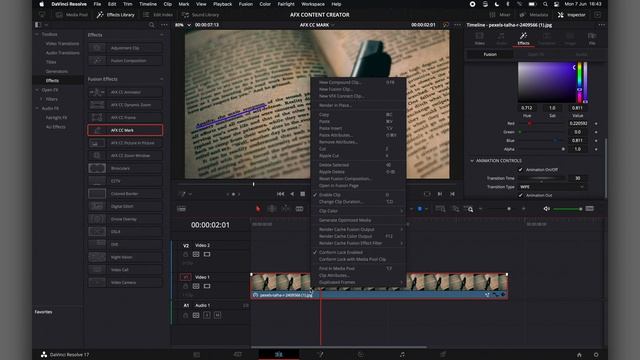 How to use the AFX Content Creator pack for DaVinci Resolve. смотреть онлайн