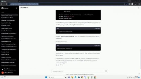 pip install pygame windows