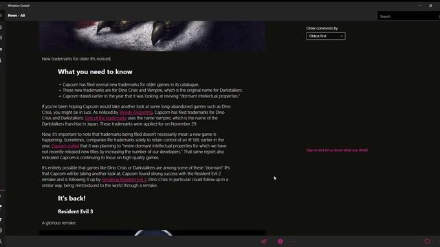 Windows Central.Dino Crisis.Some News смотреть онлайн