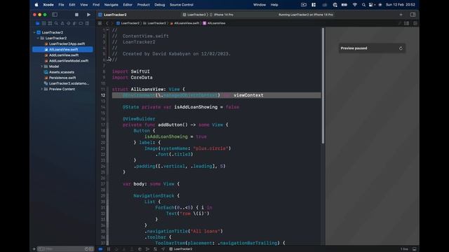 iOS 16 SwiftUI Loan Tracker using CoreData, MVVM Part 4/10 смотреть онлайн