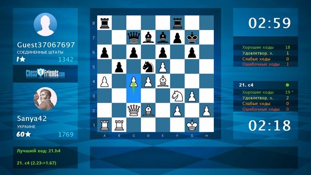 Chess Game Analysis: Sanya42 - Guest37067697 : 1-0 (By ChessFriends.com) смотреть онлайн