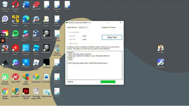 Test De Memoria RAM Utilizando MemTest 64.