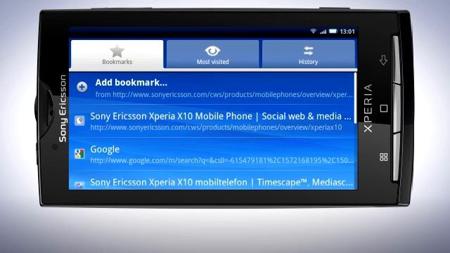 Sony Ericsson Xperia™ X10 Web browsing смотреть онлайн