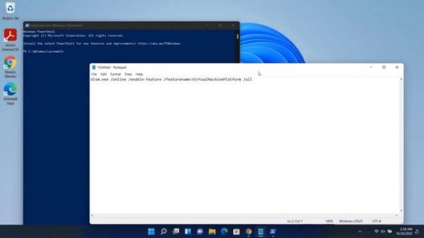 enable virtual machine platform windows 11 Using PowerShell