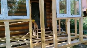 Утепленная пристройка к бане из бревна