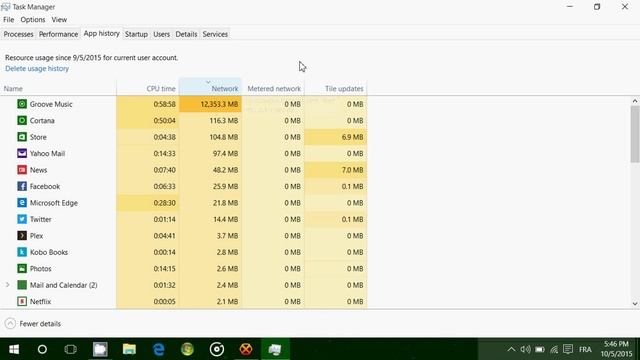 Windows 10 How to view app history usage cpu time and network data used смотреть онлайн
