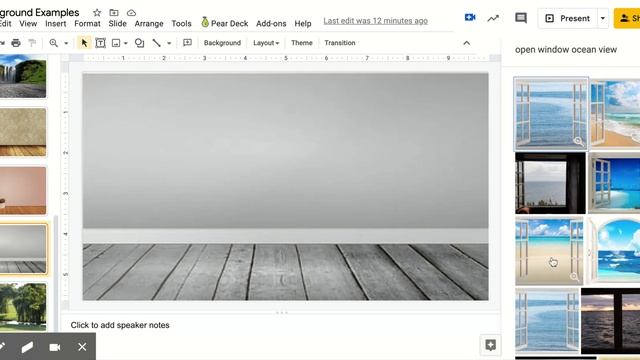 Adding an open window with a view to a virtual room wall in Google Slides смотреть онлайн