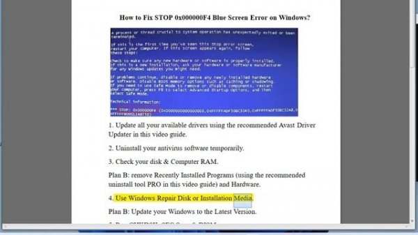 Fix STOP 0x000000F4 Blue Screen Error on Windows