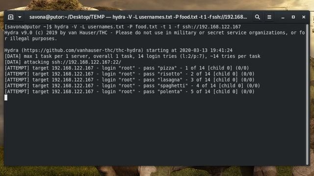 Brute Force Attack Demo Using Hydra and RSMangler смотреть онлайн