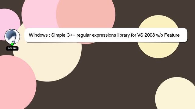 Windows : Simple C++ regular expressions library for VS 2008 w/o Feature Pack смотреть онлайн