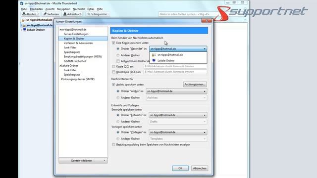 Unter Thunderbird erstes E-Mail-Konto einrichten, zum Beispiel Hotmail.de. Supportnet Tipp смотреть онлайн