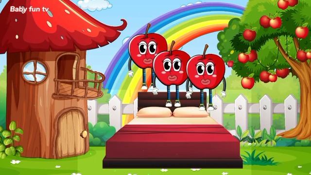 Five Little Apples Jumping on the Bed | Nursery Rhymes For Toddlers | Cartoon Videos For Babies смотреть онлайн