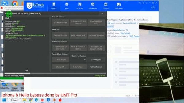 Iphone 8 Hello Screen bypass done by UMT Pro iOS 16.7.2 w/o network | Iphone 8 Hello Bypass 16.7.2