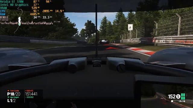 Project Cars 1 on Nvidia Geforce GT 720m Laptop | i7-4600U смотреть онлайн