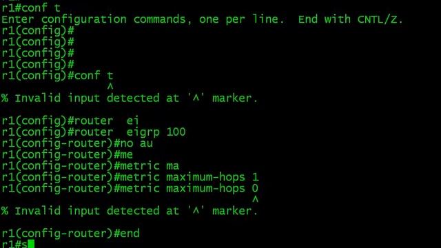 Configure eigrp metric maximum hop to manage the network radius смотреть онлайн