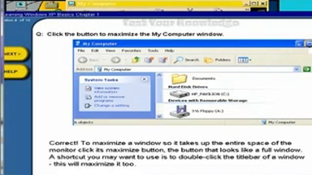 Training A: Windows XP Basics - Chapter 1 Knowledge Quiz смотреть онлайн