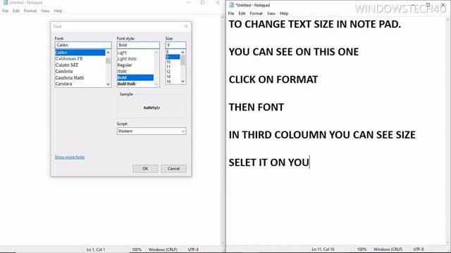 HOW TO CHANGE FONT SIZE IN NOTEPAD OF WINDOWS 10 (WITHOUT ANY SOFTWARE) #WindowsTech4U смотреть онлайн