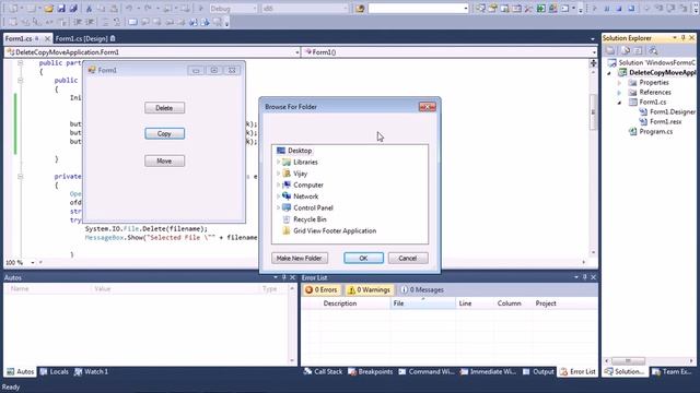 Windows Forms Copy Move Delete Application Part 2 смотреть онлайн