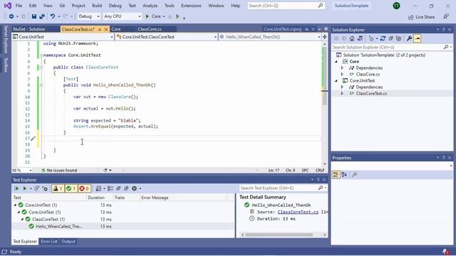 Solution Template Visual Studio 2019 for unit test NUnit смотреть онлайн